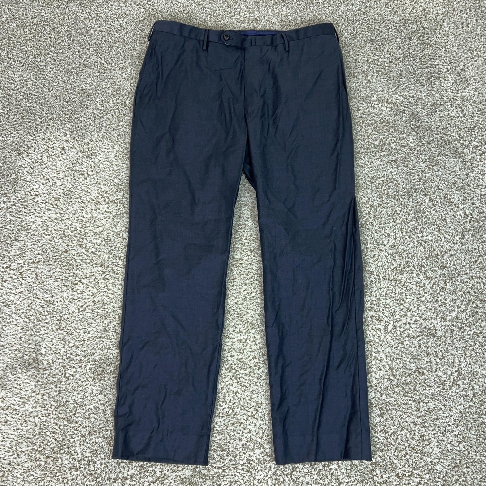 Incotex Pants Mens 40x28 Blue Classic Fit‎ Dress Flat Front Straight Leg Formal